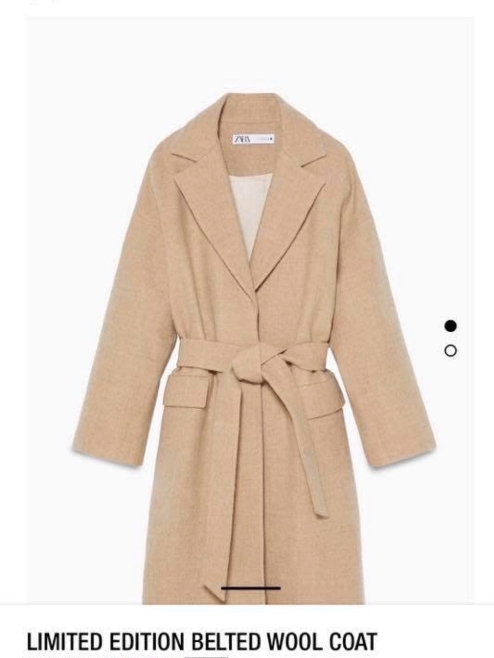 Zara 100% Wool Camel Belted Wrap Coat – Classic Long Trench Coat
